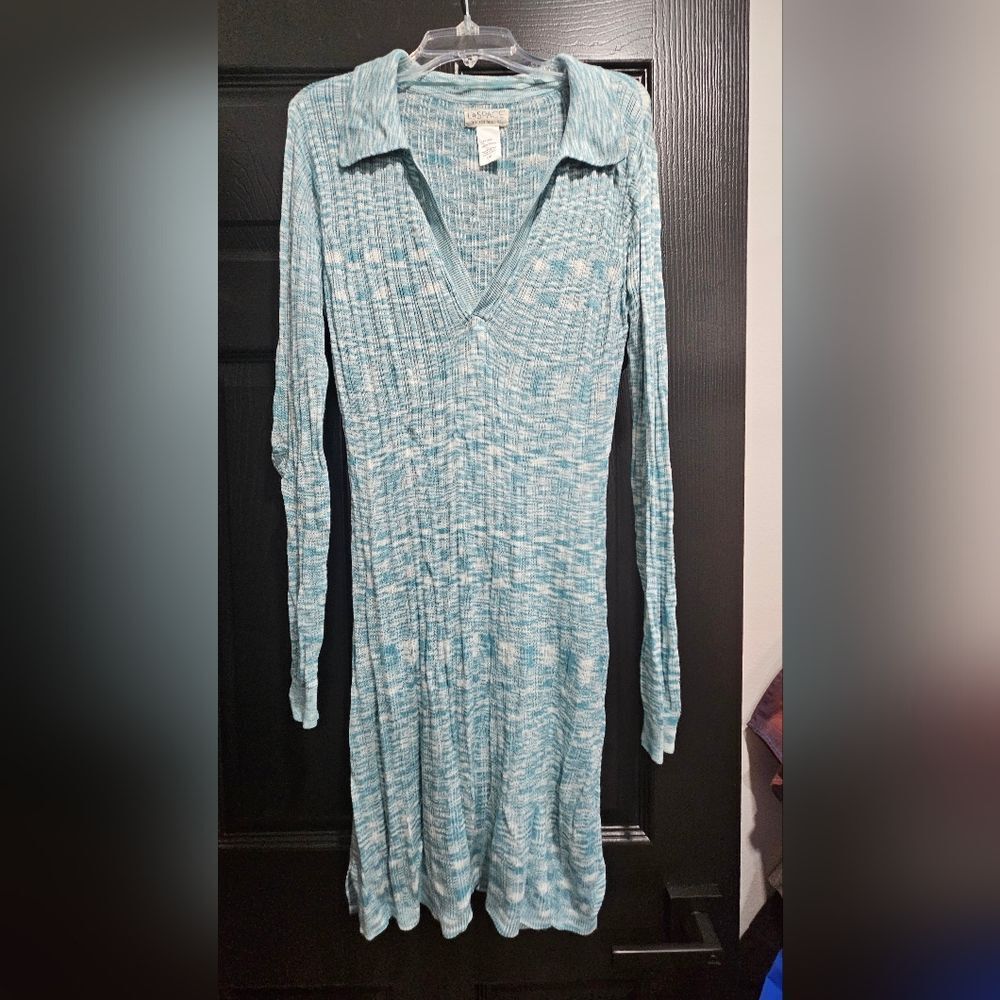L*Space Textured Teal Long Sleeve Dress